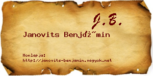 Janovits Benjámin névjegykártya